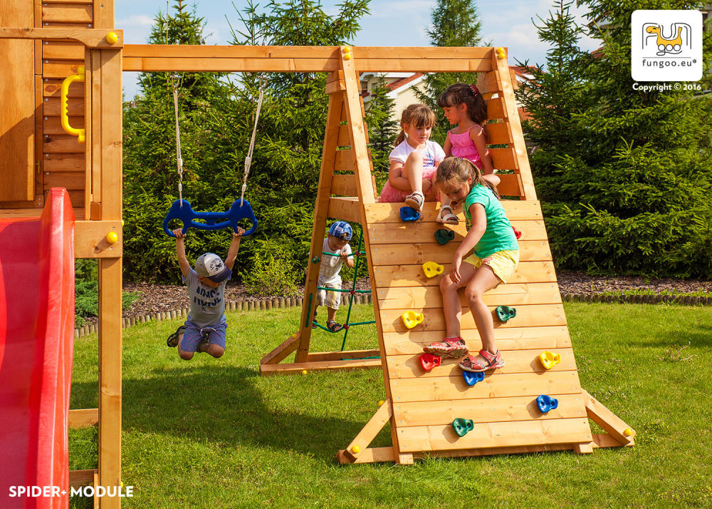 Fungoo Spielturmset My SPACE XL SPIDER+, teakfarben lasiert