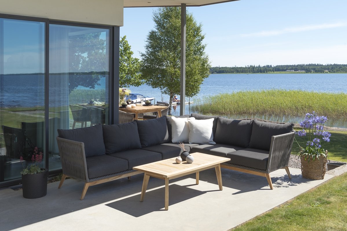 Himmelsnäs Ecksofa Teak/Olefin-Bespannung dunkelgrau, inkl. Kissen Himmelsnäs Ecksofa Teak/Olefin-Bespannung dunkelgrau, inkl. Kissen