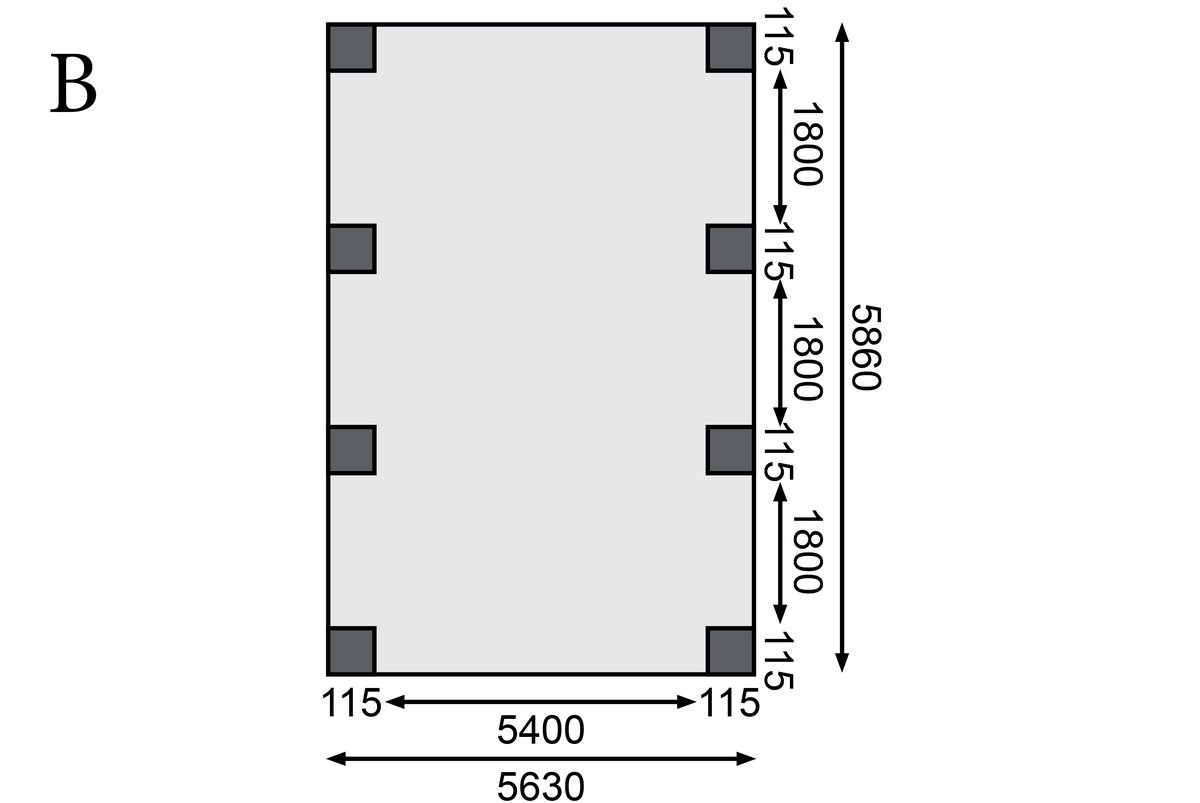 Doppelcarport CLASSIC 2 Variante A - 598x670 cm, kdi mit PVC-Dach