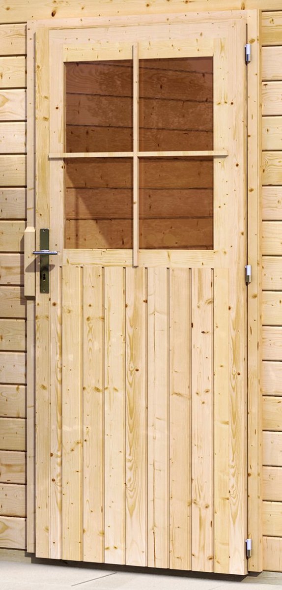 Holzgarage 38 mm Blockbohlen naturbelassen, Satteldach-Einzelgarage 387x537 cm, Karibu