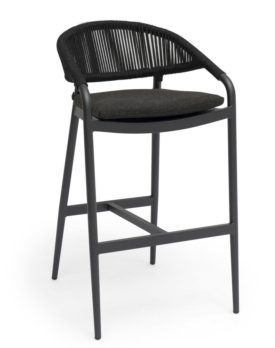 Ekeryd Barhocker Alu charcoal mit schwarzem Kissen