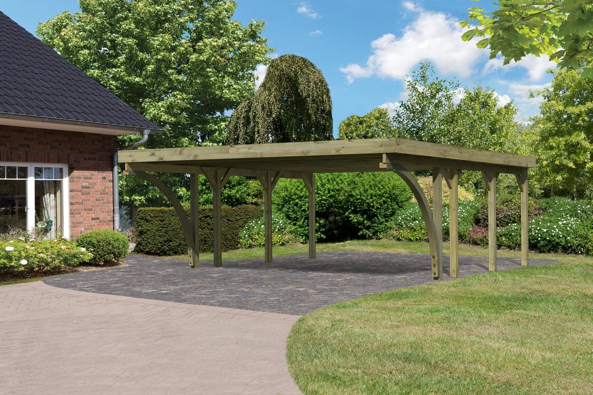 Doppelcarport CLASSIC 2 Variante C - 598x670 cm, kdi mit Stahldach