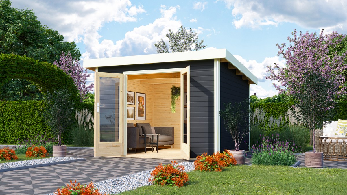 Gartenhaus Radeburg 1 - 309x309 cm, 40 mm Holz terragrau, Karibu