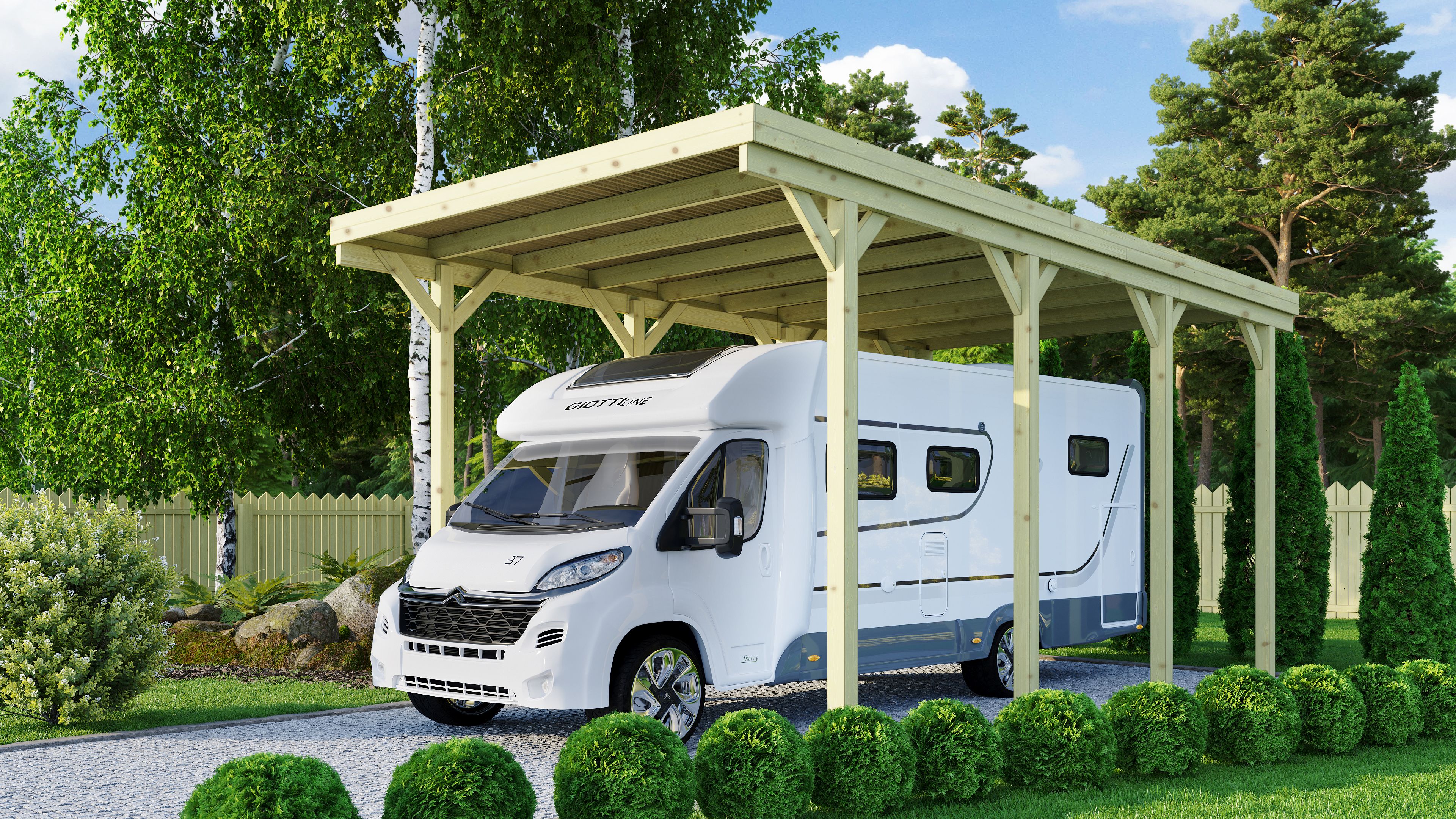 Caravan-Carport - 394x712x374 cm kdi, extra hoch, Karibu