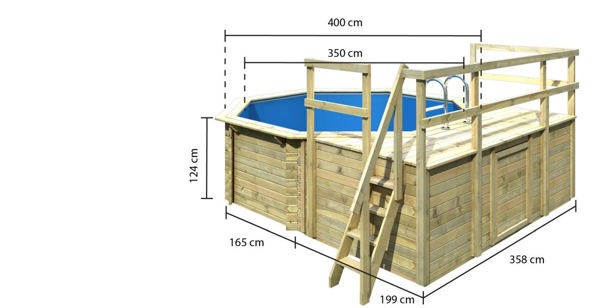 Karibu Pool Modell 1D Classic 400x480 cm, Holz kdi, Set mit Filter +Skimmer