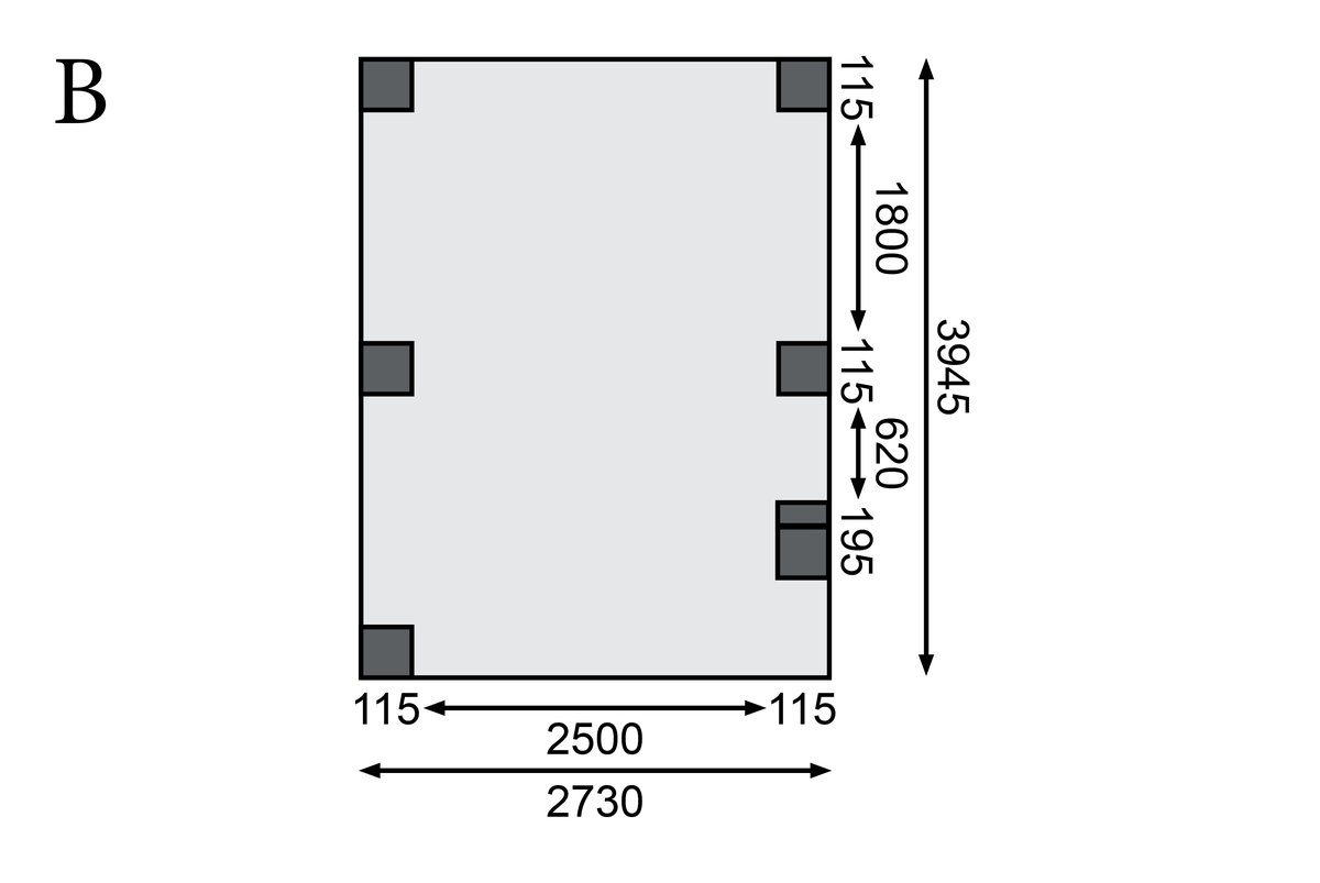 Einzelcarport CLASSIC 1 Variante B - 318x480 cm, kdi mit PVC-Dach
