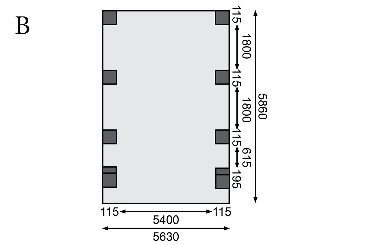 Doppelcarport CLASSIC 2 Variante C - 598x670 cm, kdi mit Stahldach