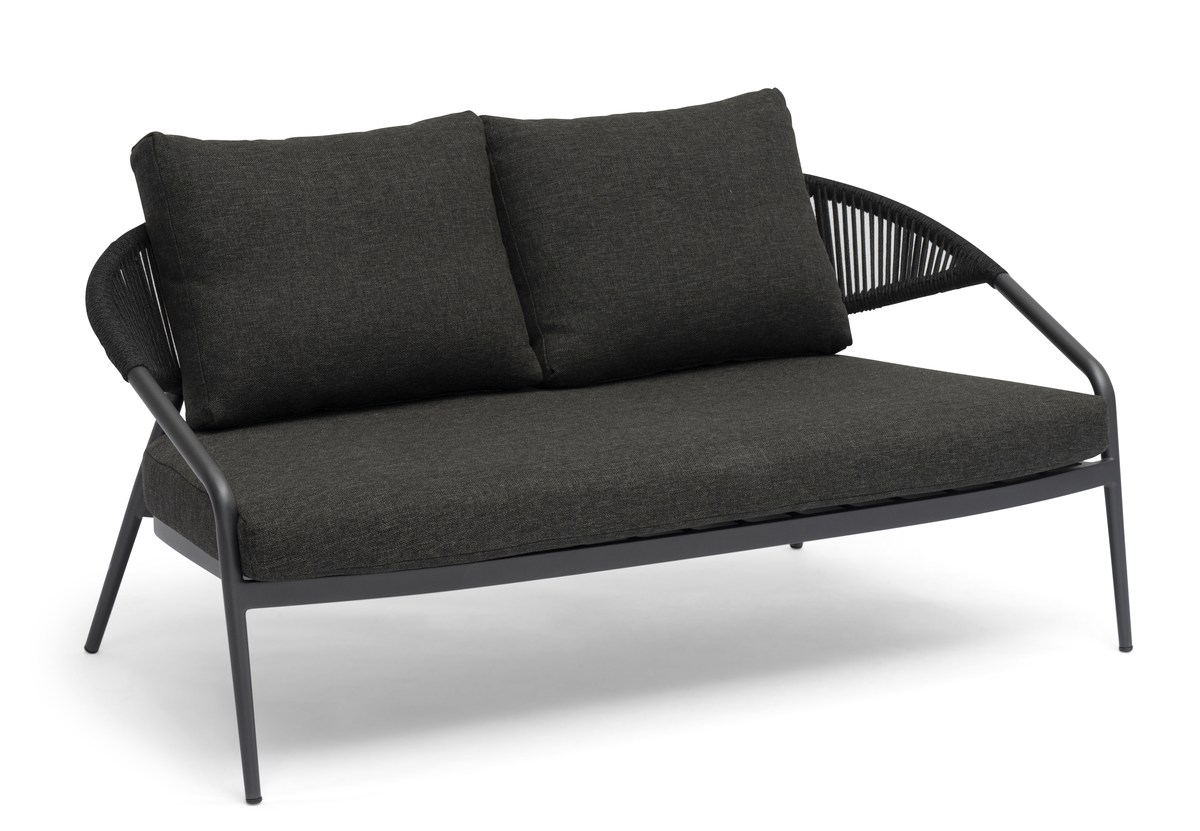 Ekeryd Loungesofa 2-Sitzer Alu charcoal mit Polsterkissen