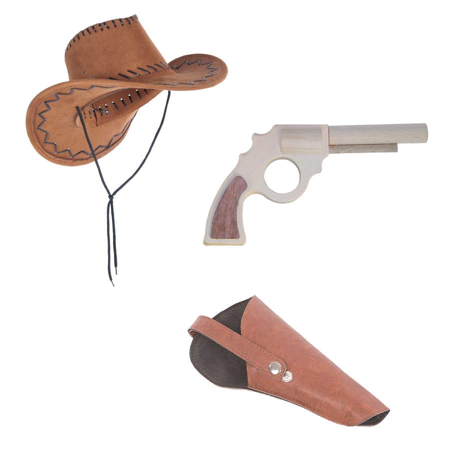 Cowboy-Spielset für Kinder mit Cowboyhut, Revolver und Holster
