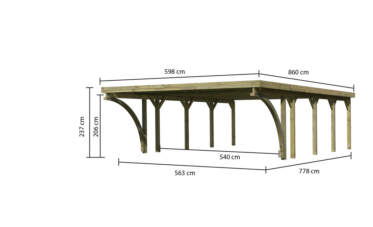Doppelcarport CLASSIC 3 Variante C - 598x860 cm, kdi mit PVC-Dach