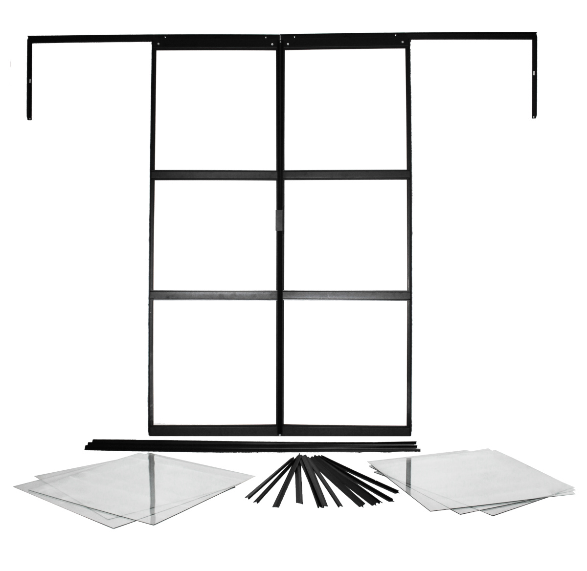 Zusätzliche Doppelschiebetür für Sirius, schwarz, verglast