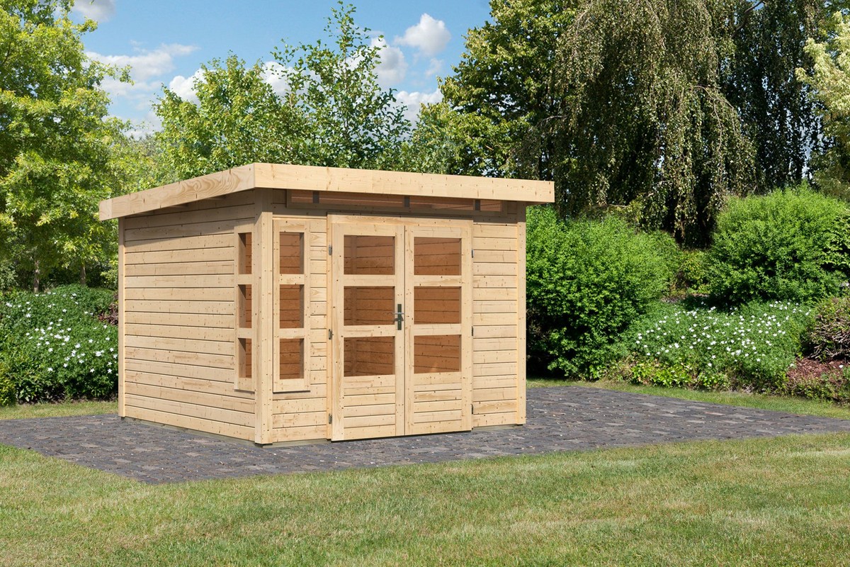 Gartenhaus Kastorf 6 - 274x274 cm, 28 mm Holz naturbelassen, Karibu