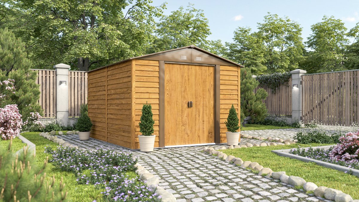 Metallgerätehaus Frankfurt II 911, Holzoptik 278 x 323