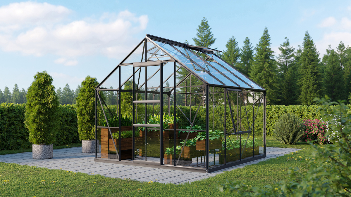 Vitavia Gewächshaus Meridian 1 6700 ESG3mm, schwarz