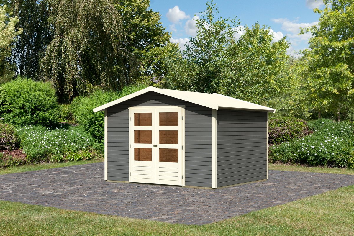 Gartenhaus Amberg 5 - 305x246 cm, 19 mm Holz terragrau, Karibu