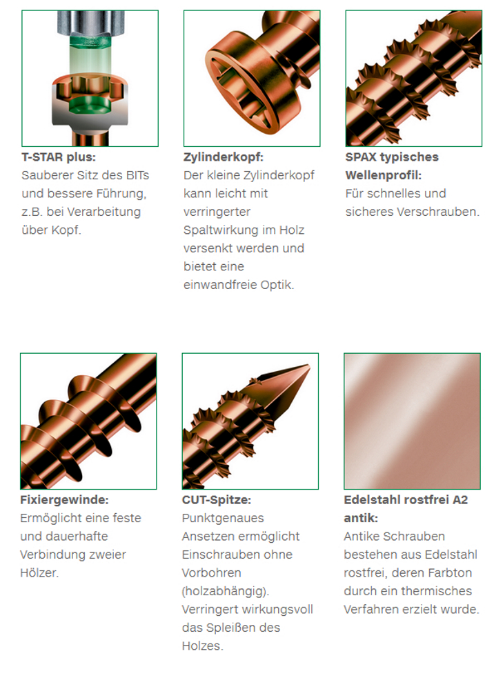 Spax® A2 Terrassenschraube 5x50 mm antik - 230 Stk.