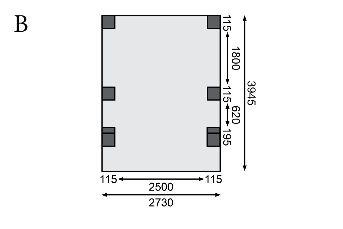 Einzelcarport CLASSIC 1 Variante C - 318x480 cm, kdi mit Stahldach