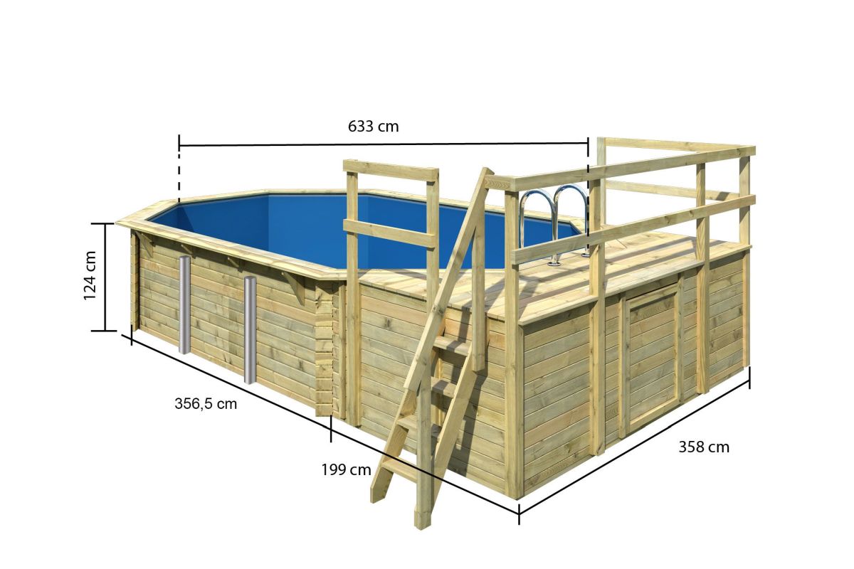 Karibu Pool Modell 4D Classic 400x692 cm, Holz kdi mit Filter+Skimmer