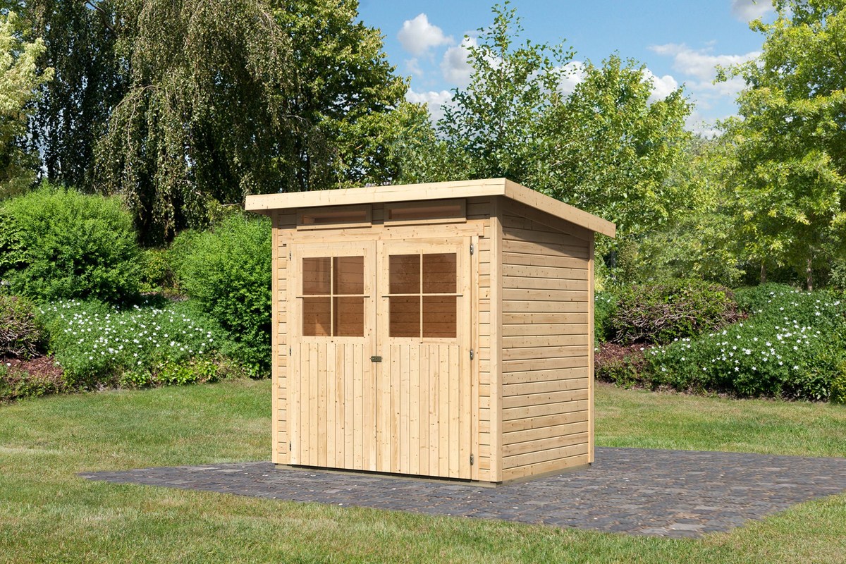 Gartenhaus Glücksburg 2 - 203x156 cm, 19 mm Holz naturbelassen, Karibu