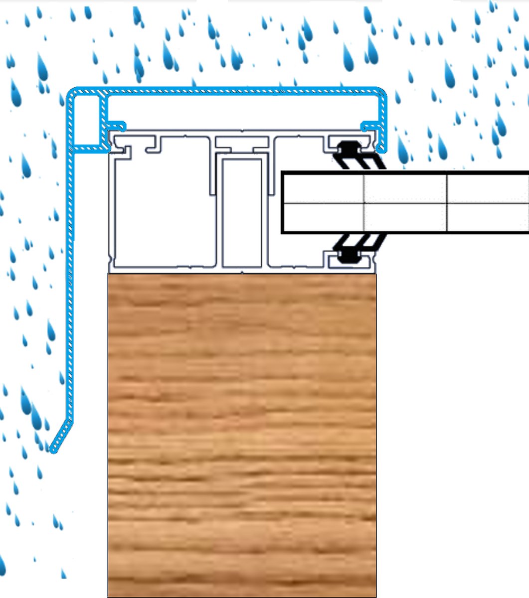 Klemmdeckel mit Wetterschenkel, pressblank - 2000 mm, für 60 mm Profile