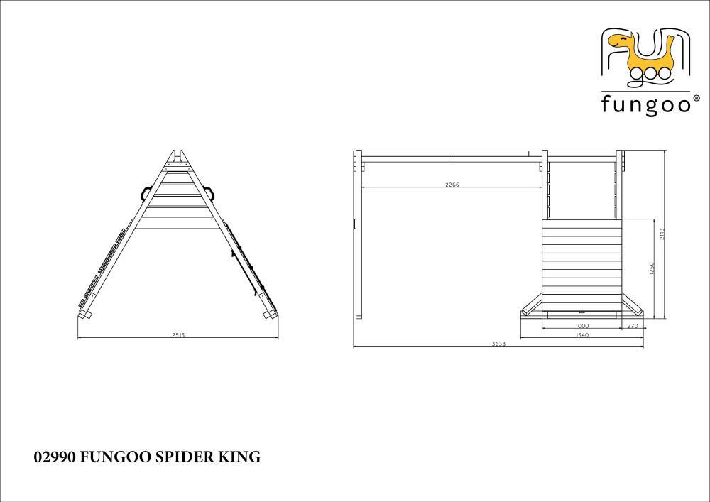 Fungoo Kletter-Doppelschaukel SPIDER KING, teak-farben lasiert