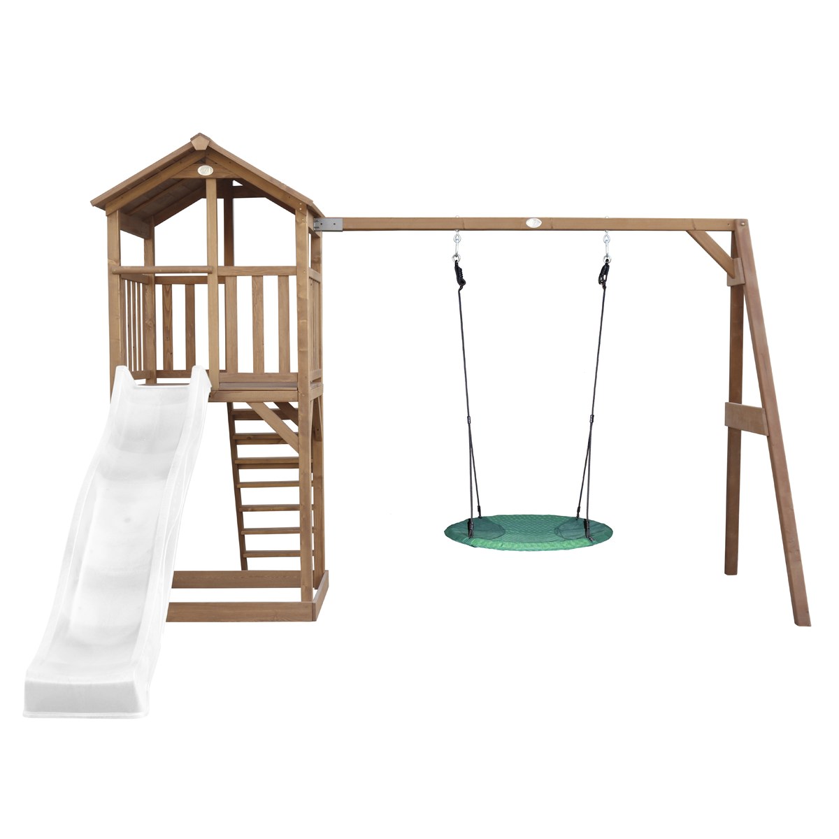Spielturm Beach Tower Summer Nest Swing braun mit Rutsche weiß