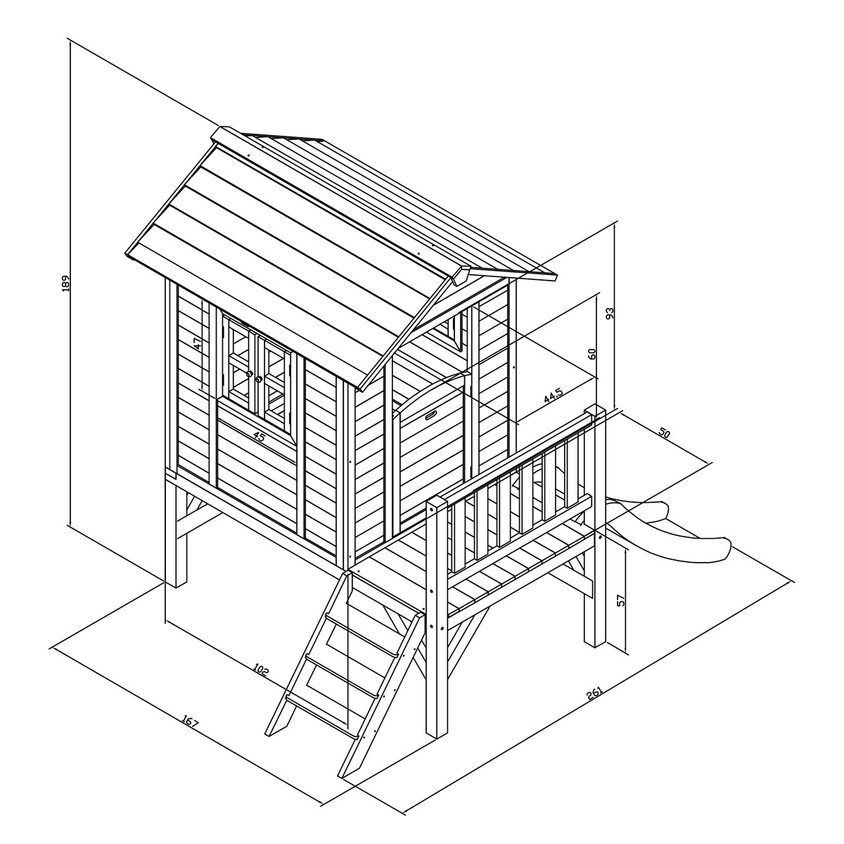 AXI Kinderspielhaus Lodge XL karibikblau mit Rutsche limone