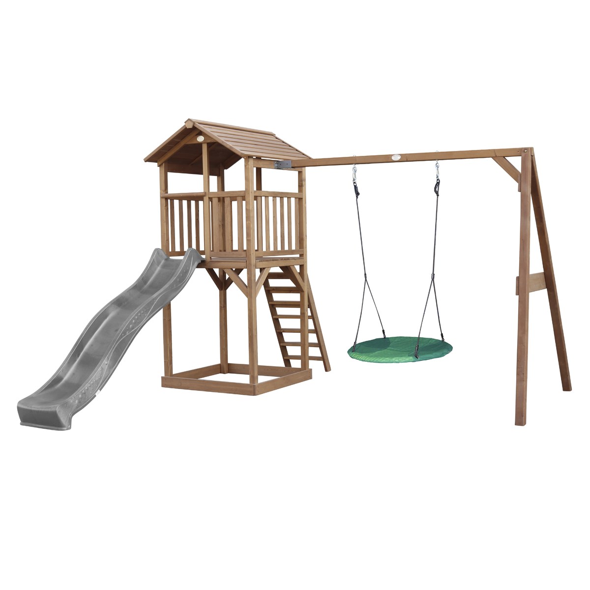 Spielturm Beach Tower Summer Nest Swing braun mit Rutsche grau