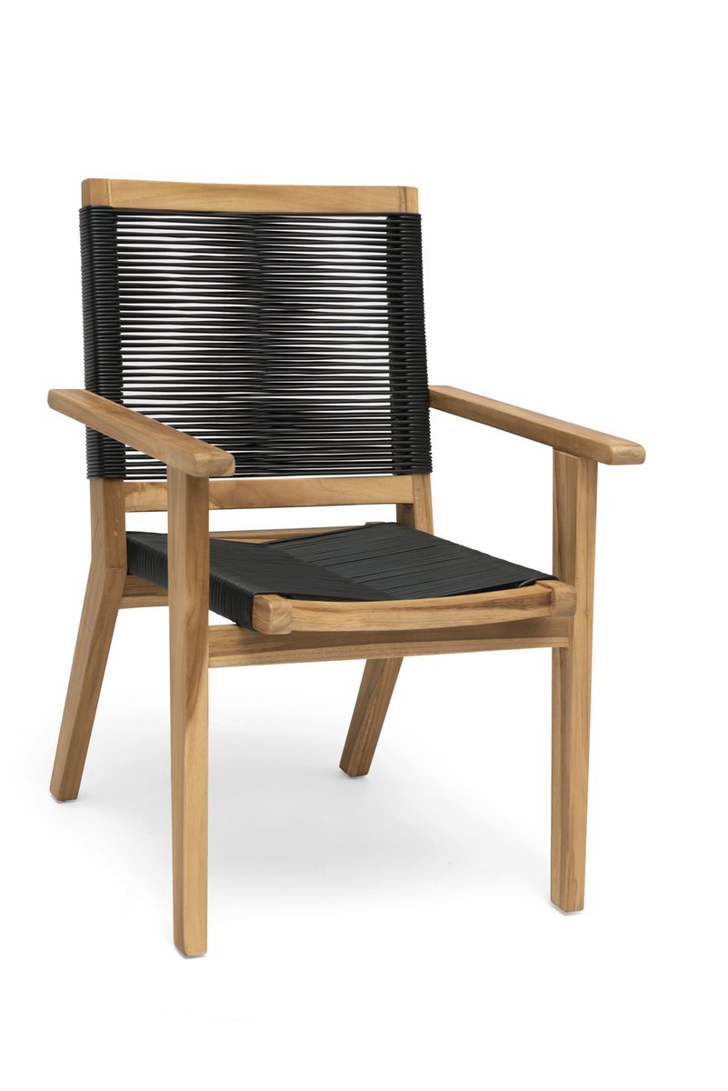 Ardernäs Teak-Gartensessel / Dining Chair mit schwarzer Schnurbespannung