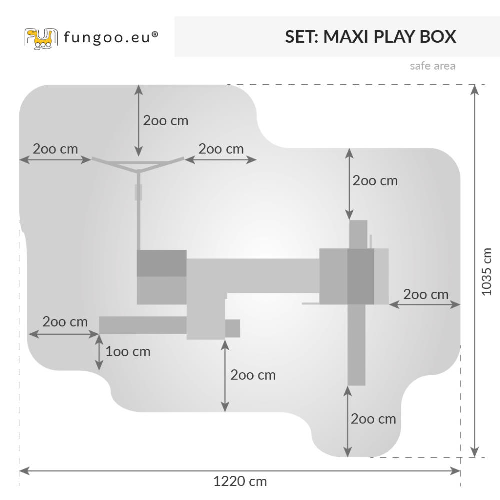 Spielplatz Maxi Set Fungoo PLAY BOX, teak-farben lasiert