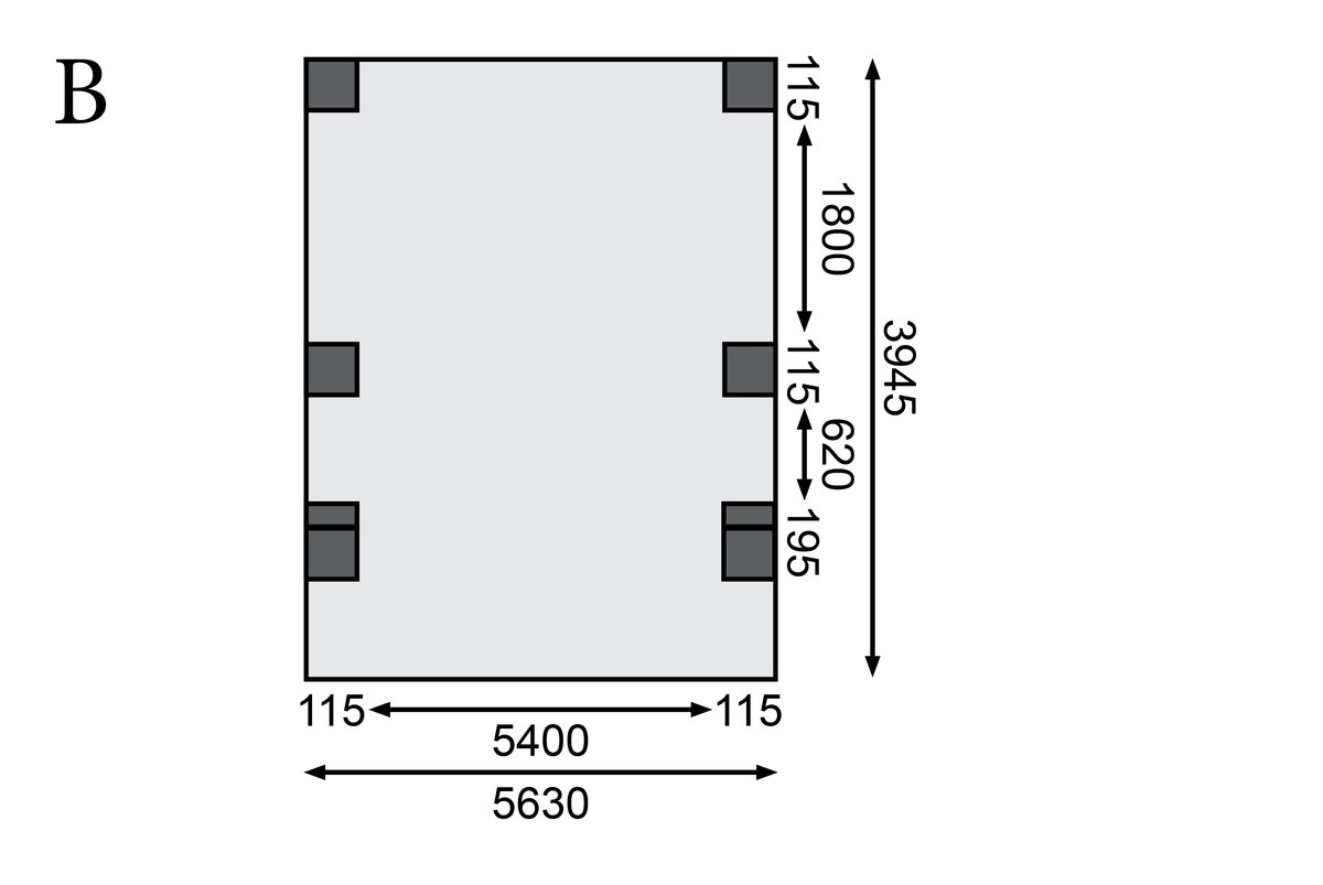 Doppelcarport CLASSIC 1 Variante C - 598x480 cm, kdi mit PVC-Dach