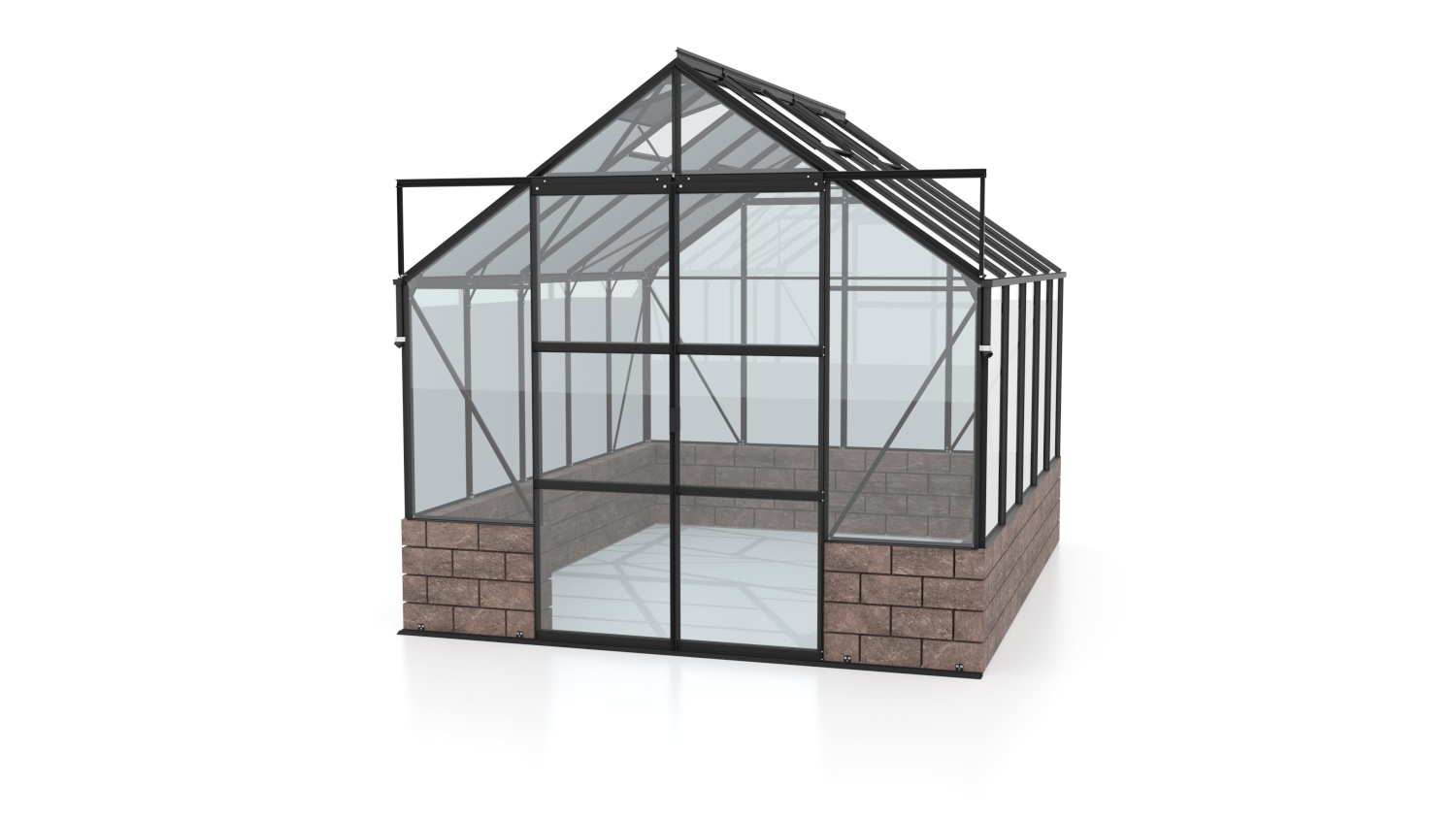 Vitavia Gewächshaus Cassandra 8300 ESG3mm, schwarz, Sockel Herbstlaub - 257x323x249 cm