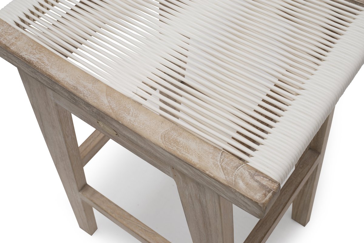 Wellington Barhocker Teak whitewashed / Geflecht weiß, 50 x 40 x 76 cm Wellington Barhocker Teak whitewashed / Geflecht weiß, 50 x 40 x 76 cm