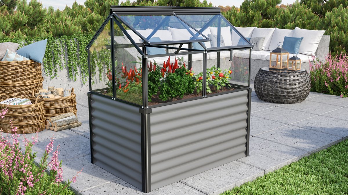 Vitavia Hochfrühbeet-Set Gaia Jumbo ESG 3 mm | granit/schwarz