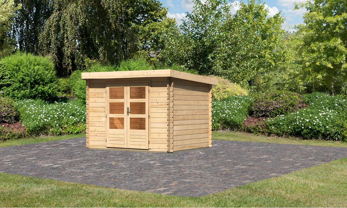 Gartenhaus Bastrup 3 - 297x237 cm, 28 mm Holz naturbelassen, Karibu