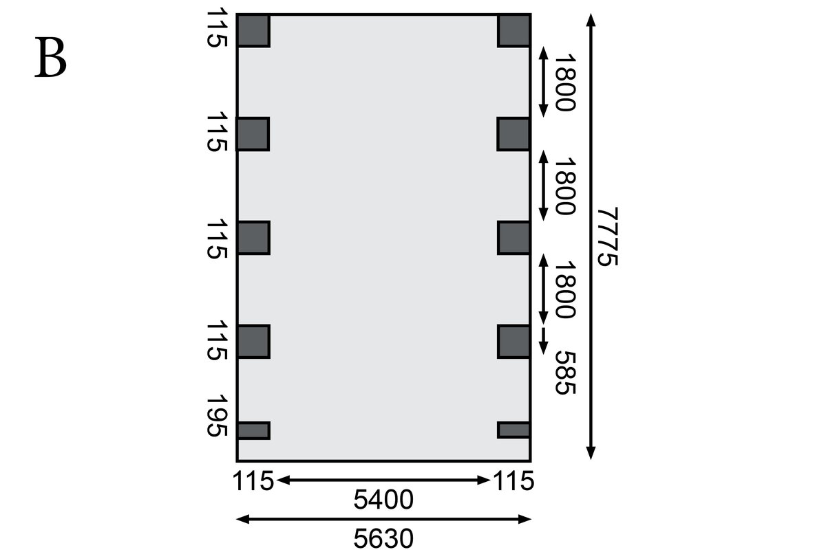 Doppelcarport CLASSIC 3 Variante C - 598x860 cm, kdi mit PVC-Dach