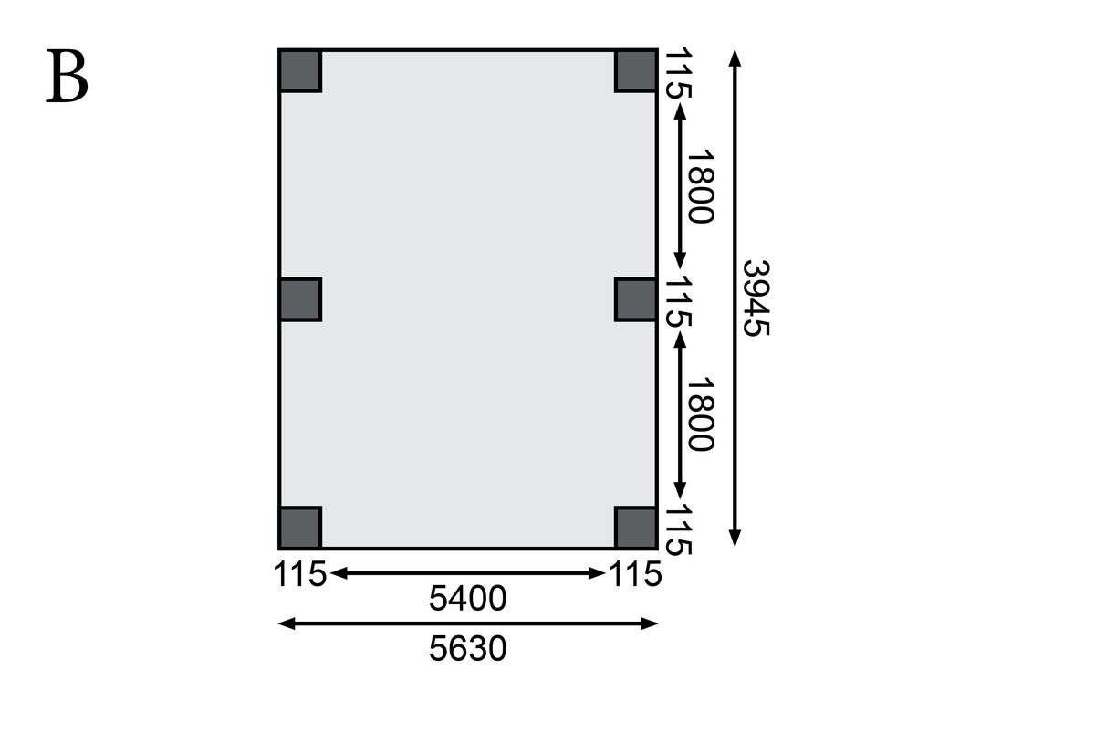 Einzelcarport CLASSIC 3 Variante C - 318x860 cm, kdi mit Stahldach