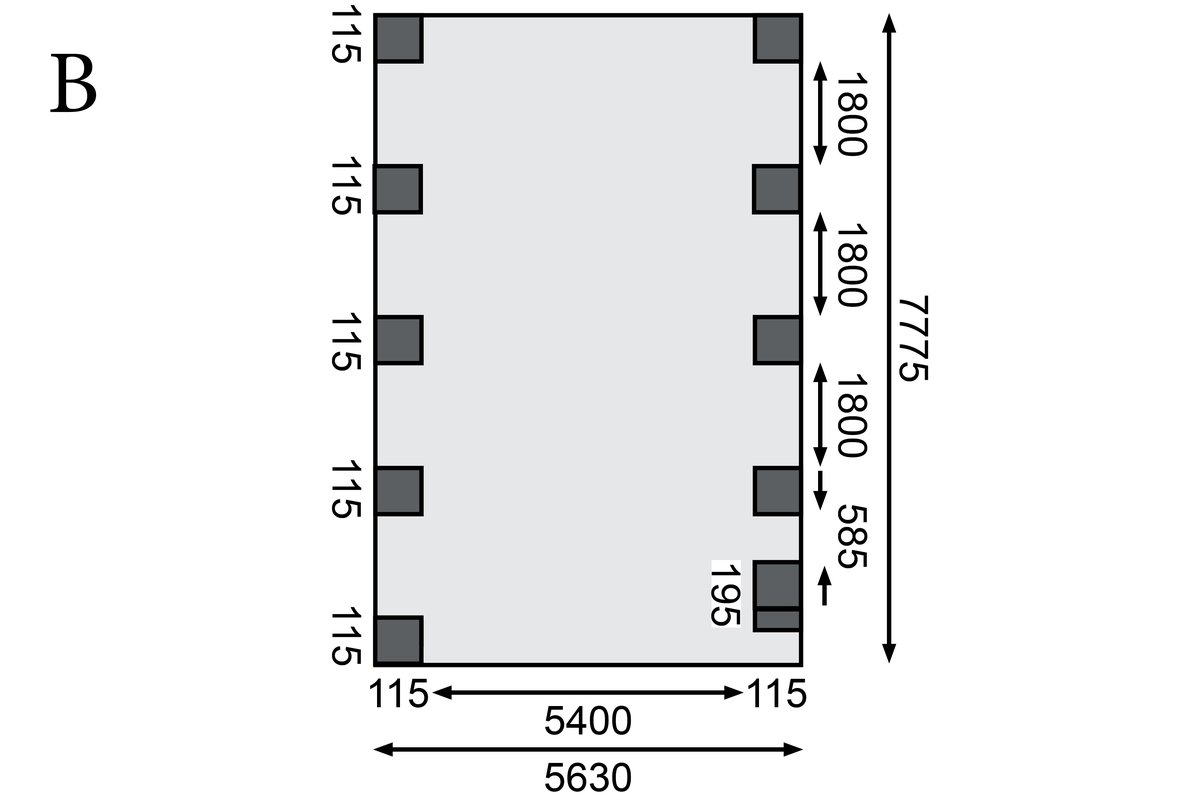 Doppelcarport CLASSIC 3 Variante B - 598x860 cm, kdi mit PVC-Dach