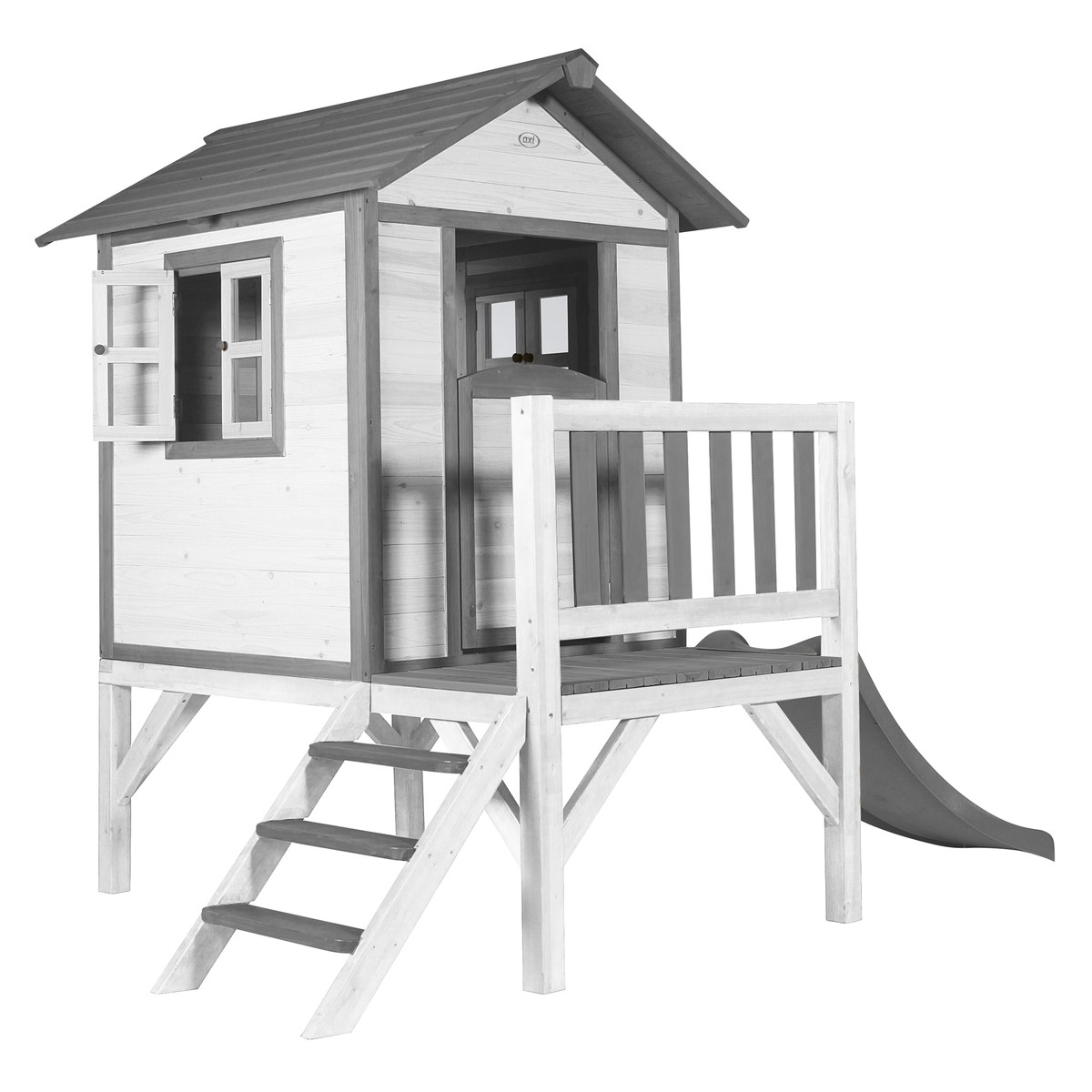 AXI Kinderspielhaus Lodge XL grau/weiß mit Rutsche grau