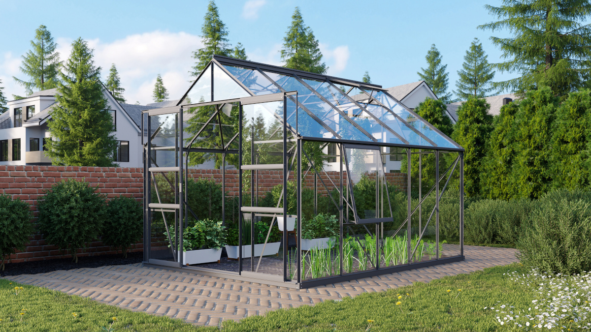 Vitavia Gewächshaus Meridian 2 8300 ESG3mm, schwarz