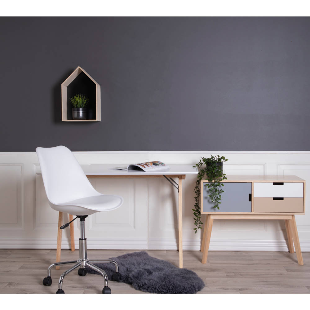 Schreibtisch - Vojens, weiß und natur 120x60 cm