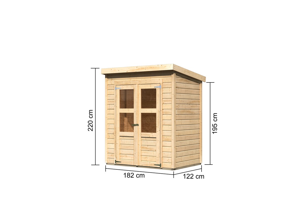 Karibu Gartenhaus Merseburg 2 - 182x126 cm, 14mm Holz naturbelassen