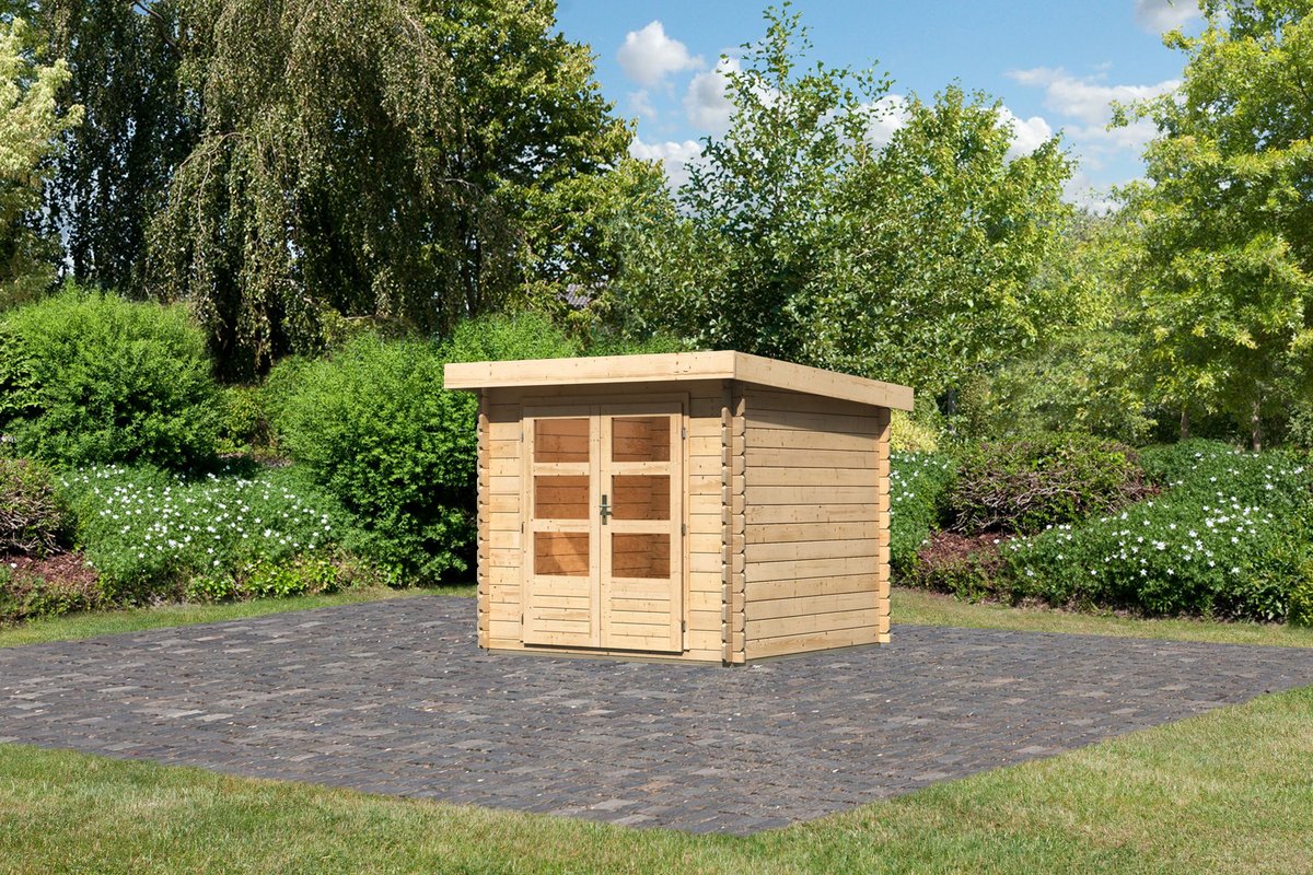 Gartenhaus Bastrup 2 - 237x237 cm, 28 mm Holz naturbelassen, Karibu