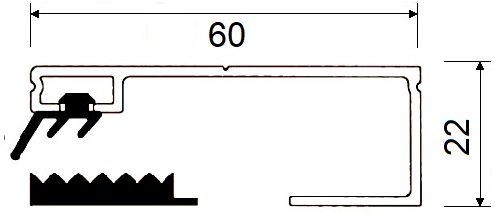 Randoberprofil TEJEALU Universalsystem Breite 60 mm, Alu silber, 2500 mm