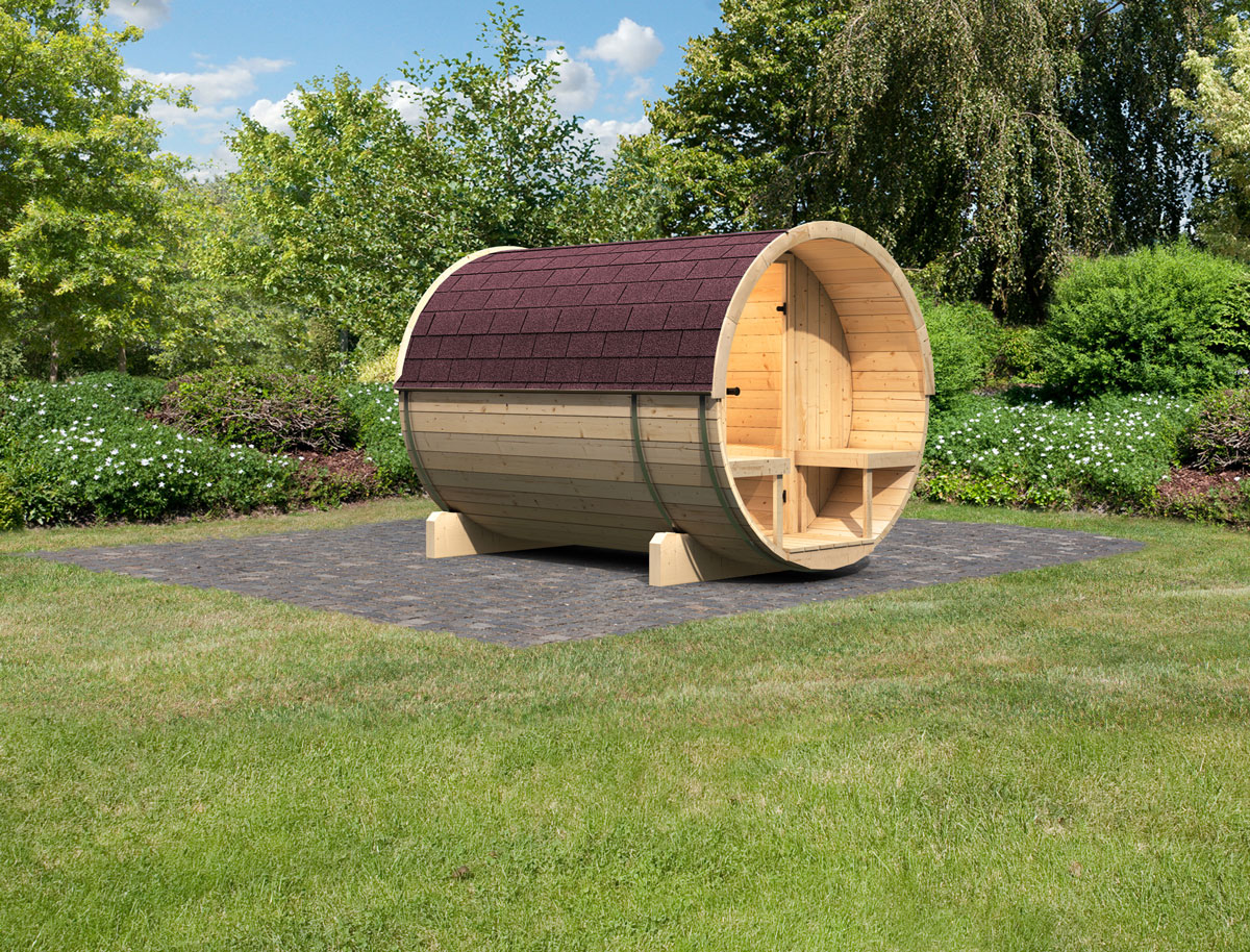 Karibu Fasssauna 2 Sparset inkl. Schindeln - 205 x 273 cm