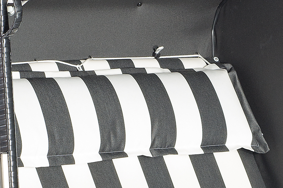 Strandkorb Konsul schwarz mit Stoff 83 und Extras, 2-Sitzer  Halblieger von SonnenPartner