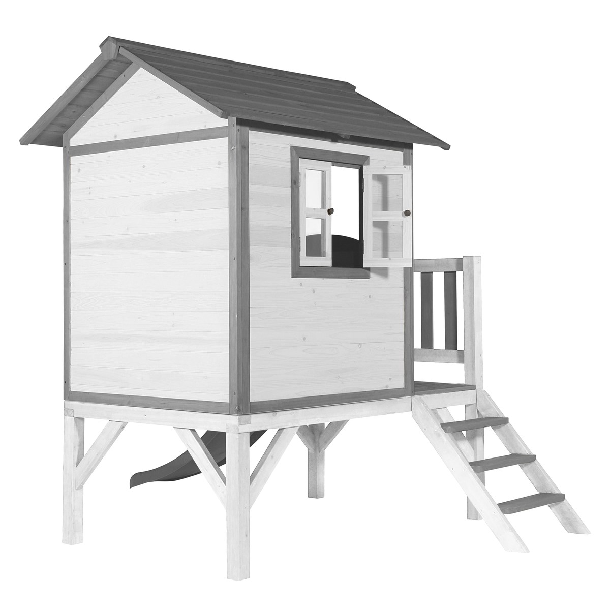AXI Kinderspielhaus Lodge XL grau/weiß mit Rutsche grau