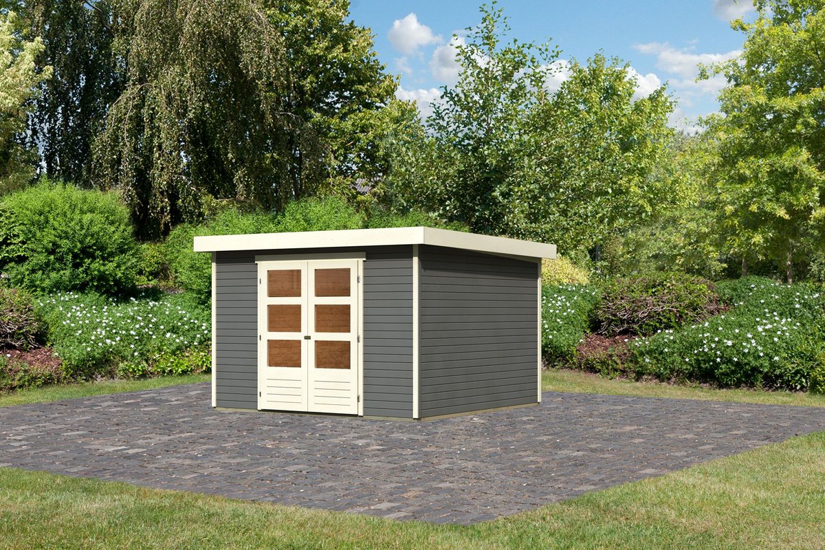 Gartenhaus Askola 6 -302x306 cm, 19 mm Holz terragrau, Karibu