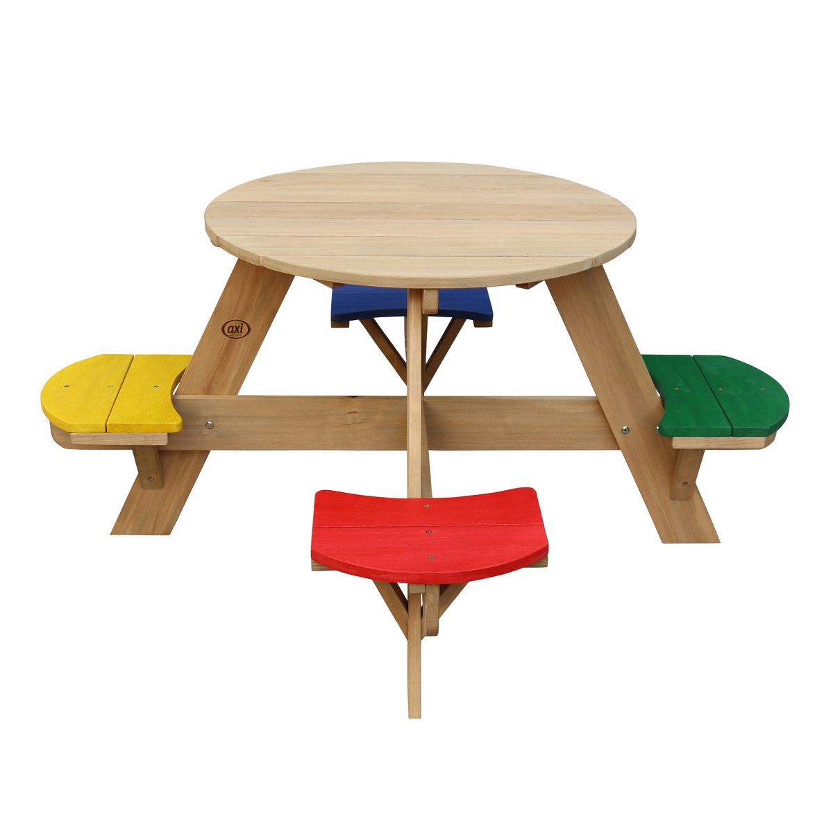 KInder-Picknicktisch UFO rund, Hemlockholz, Regenbogen