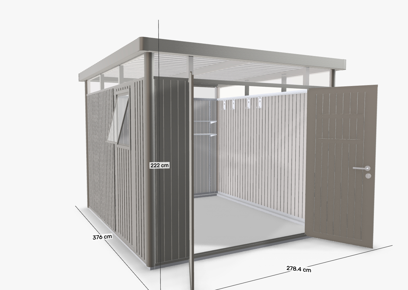 biohort Gartenhaus HIGHLINE H5 Window Edition quarzgrau-metallic mit Doppeltür, 257x297 cm